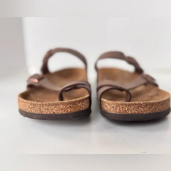 Birkenstock Mayari Toe Loop Brown Leather Slip On Sandals shoes Women’s Size 38